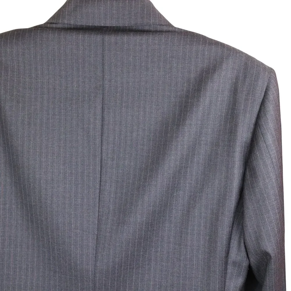 Canali Charcoal grey pinstripe pure wool mens suit jacket 52